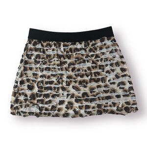 Justice Leopard Print Tiered Ruffle Skort Mini Skirt Black Brown Girls 7